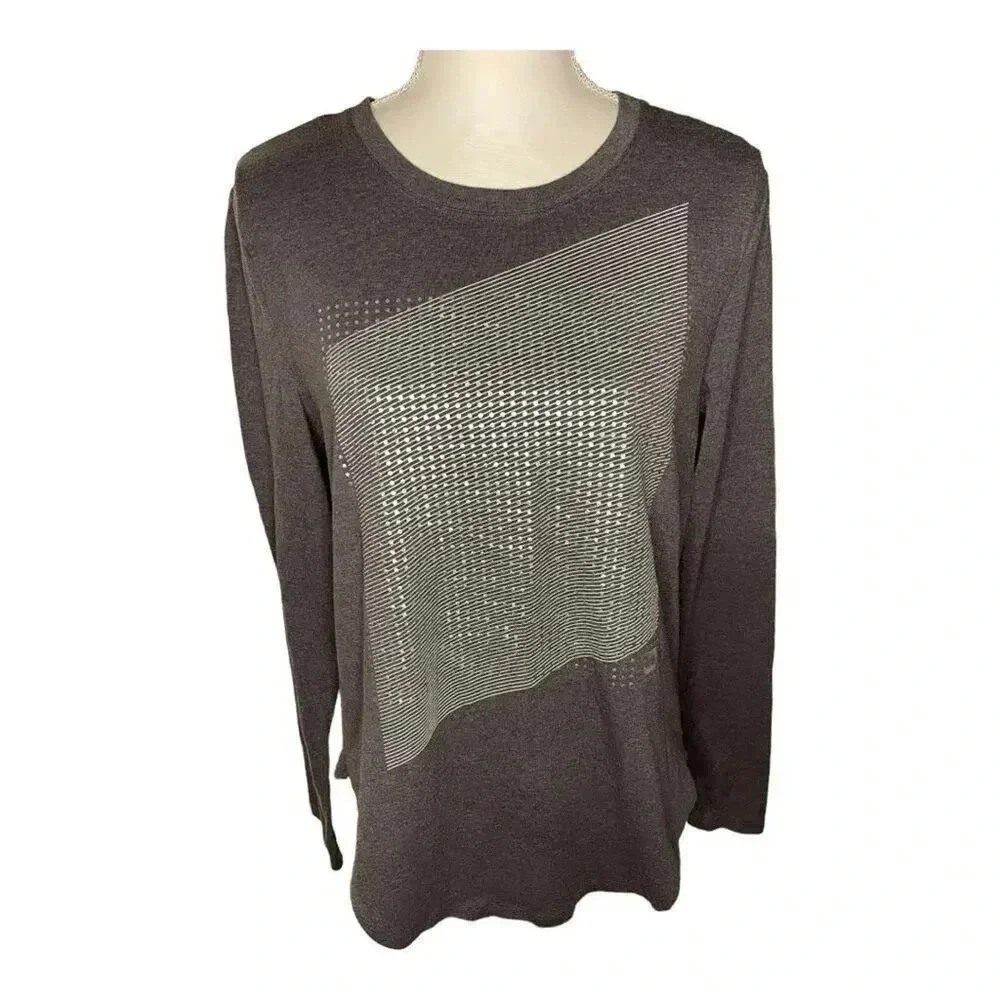 UNDER ARMOUR LOOSE HEATGEAR WOMEN’S LARGE LONG SLEEVED GRAY GRAPHIC PULLOVER